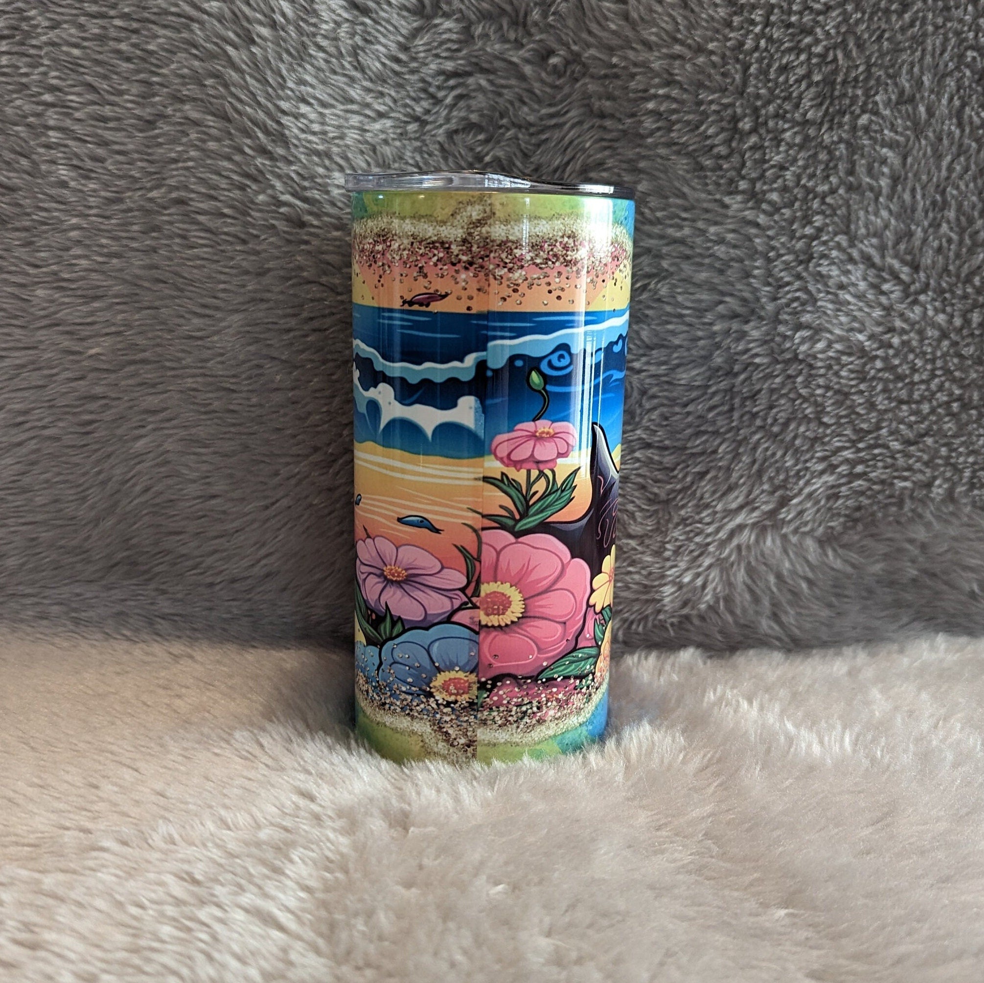 Kids Seal Tumbler With Pretty Neon Colors 15oz With Reusable Straw, Can Be Personalized