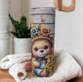 Sunflower Bear Tumbler 20oz With Reusable Straw, Can Be Personalized
