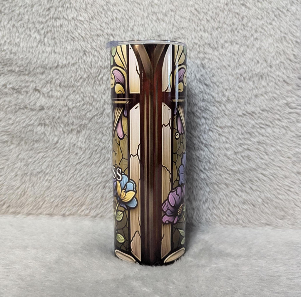 Adorable Baby Elephant Tumbler with Stained Glass Design 20oz With Reusable Straw, Can Be Personalized