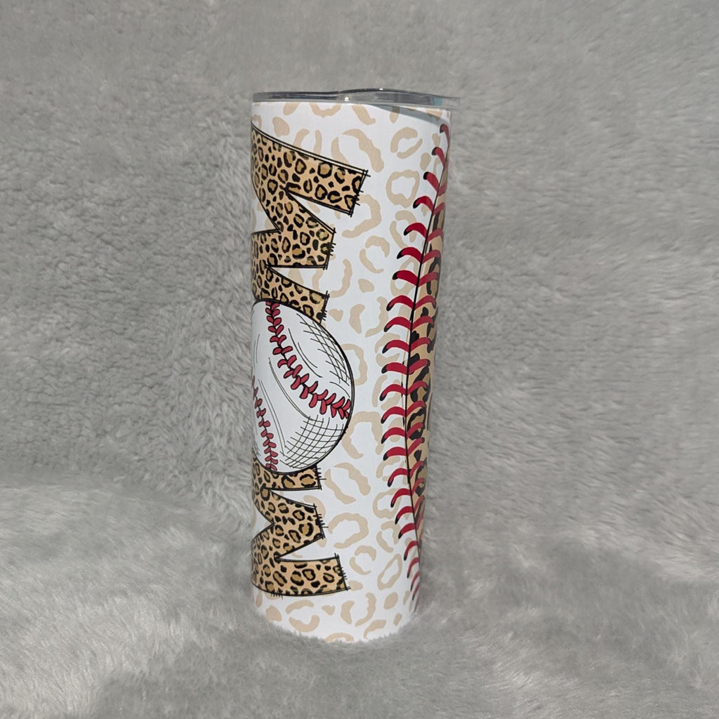 Baseball Mom Leopard Print Tumbler 20oz With Reusable Straw
