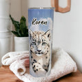 Snow Leopard Tumbler 20oz With Reusable Straw, Can Be Personalized
