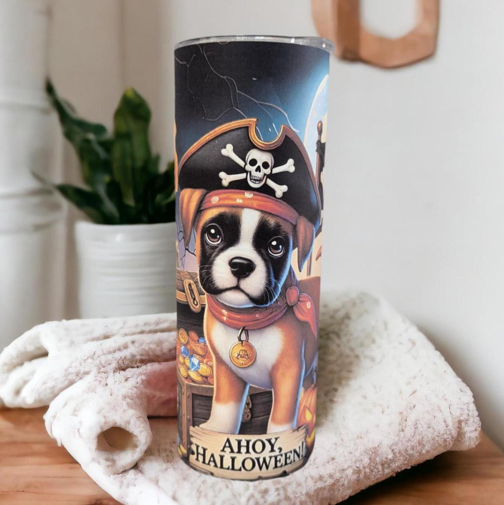Halloween Puppy Tumbler 20oz With Reusable Straw, Can Be Personalized