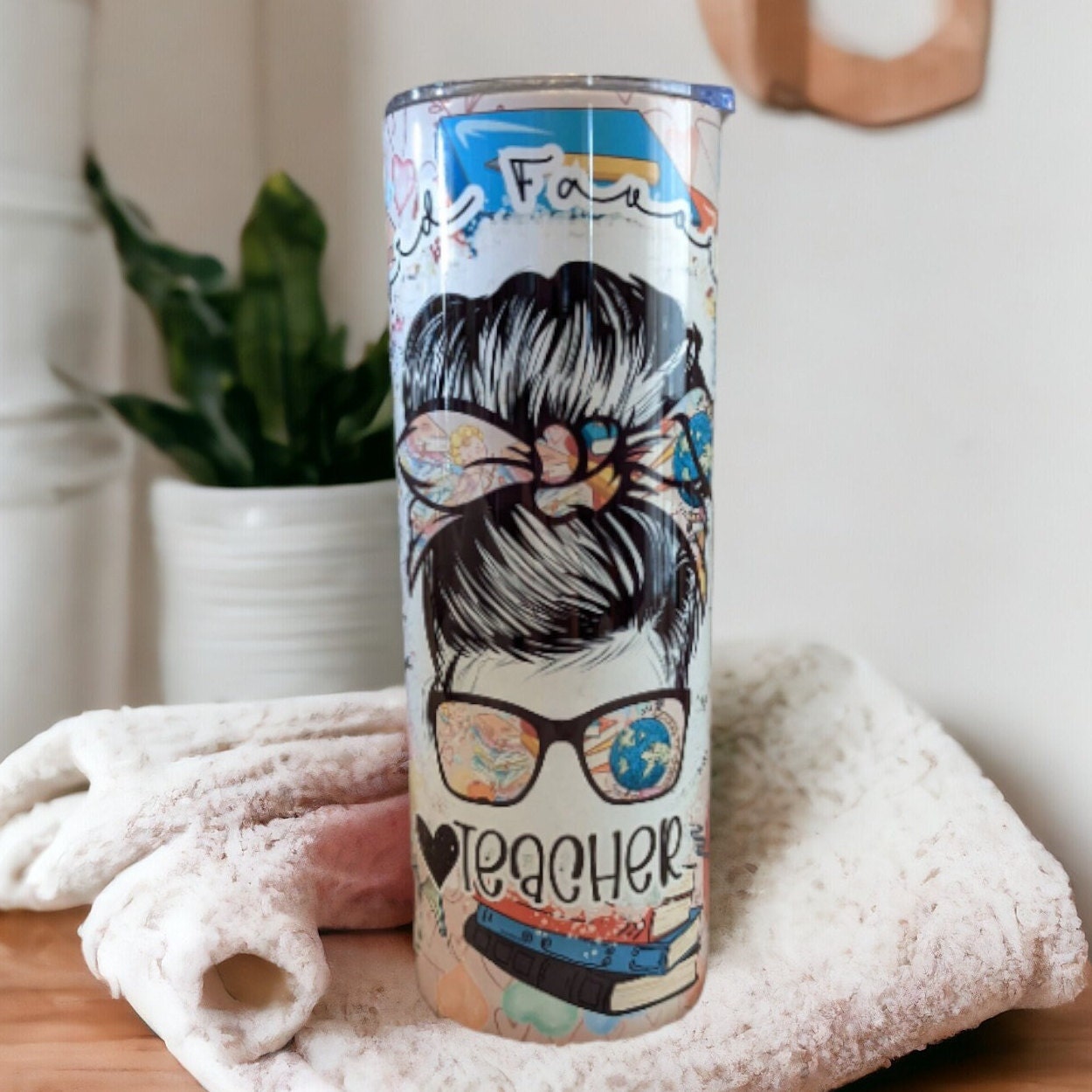 Teacher Tumbler 20oz With Reusable Straw, Can Be Personalized