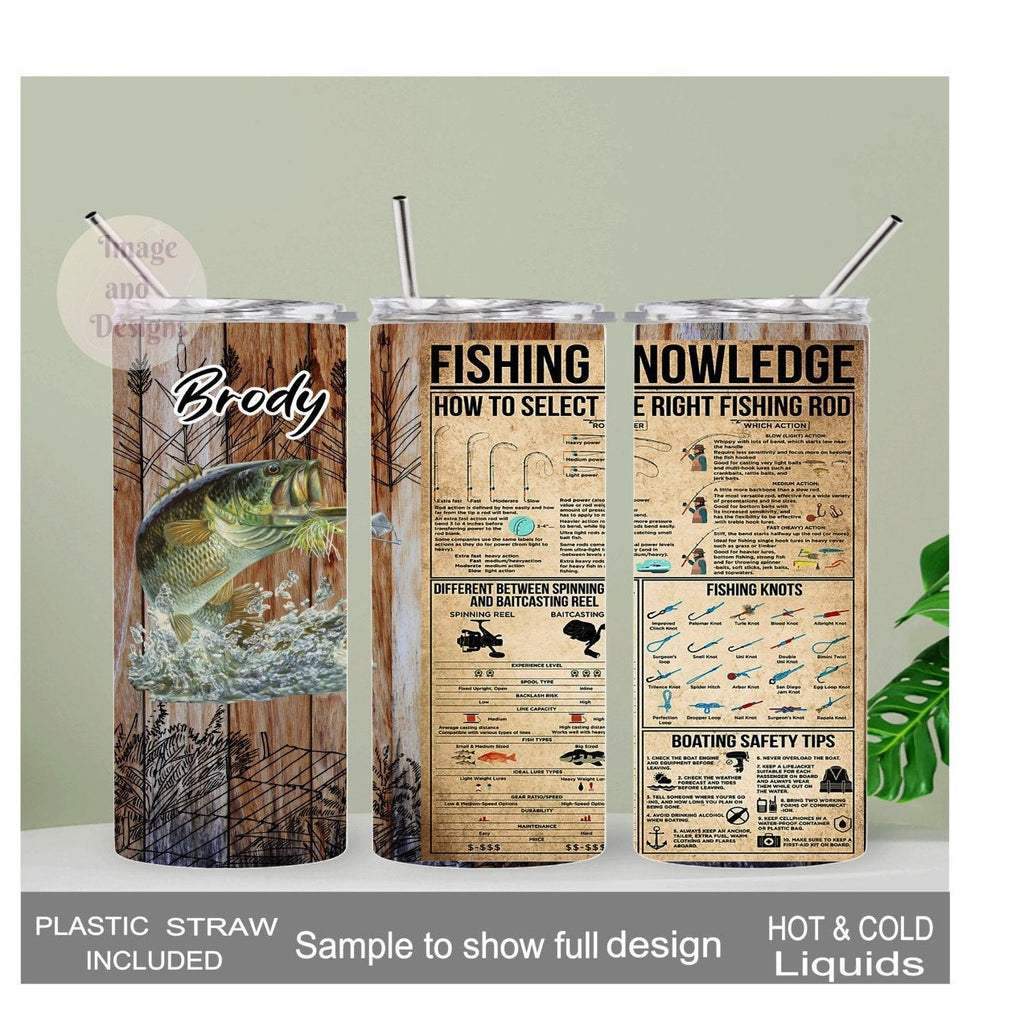 Fish Knowledge Tumbler With Fishing Rules 20oz With Reusable Straw, Can Be Personalized