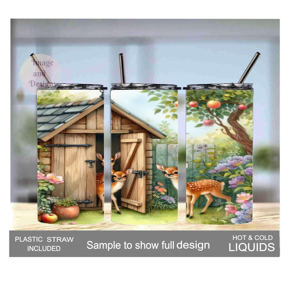 Kids Deer Tumbler 15oz With Reusable Straw, Can Be Personalized