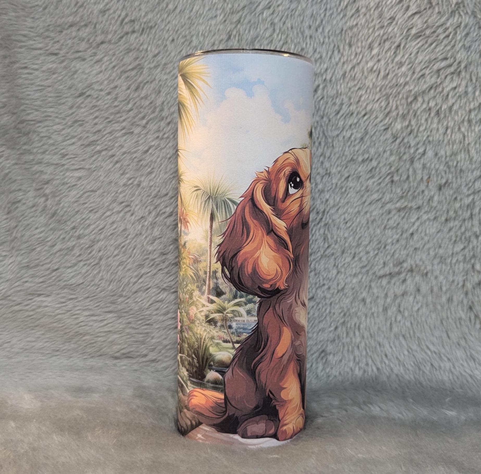 Cocker Spaniel Puppy Tumbler 20oz With Reusable Straw, Can Be Personalized