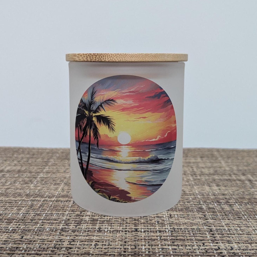 Beautiful Sunset Design Candle Holder With A Battery Operated Flickering Tea Light