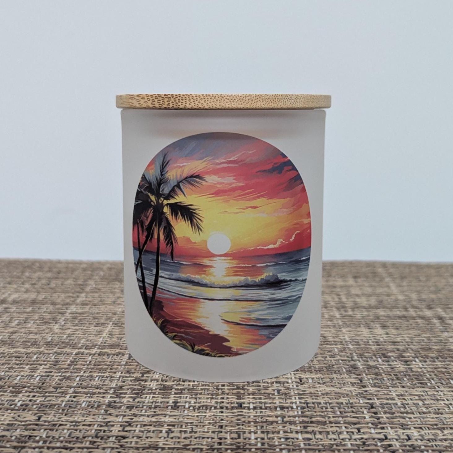 Beautiful Sunset Design Candle Holder With A Battery Operated Flickering Tea Light