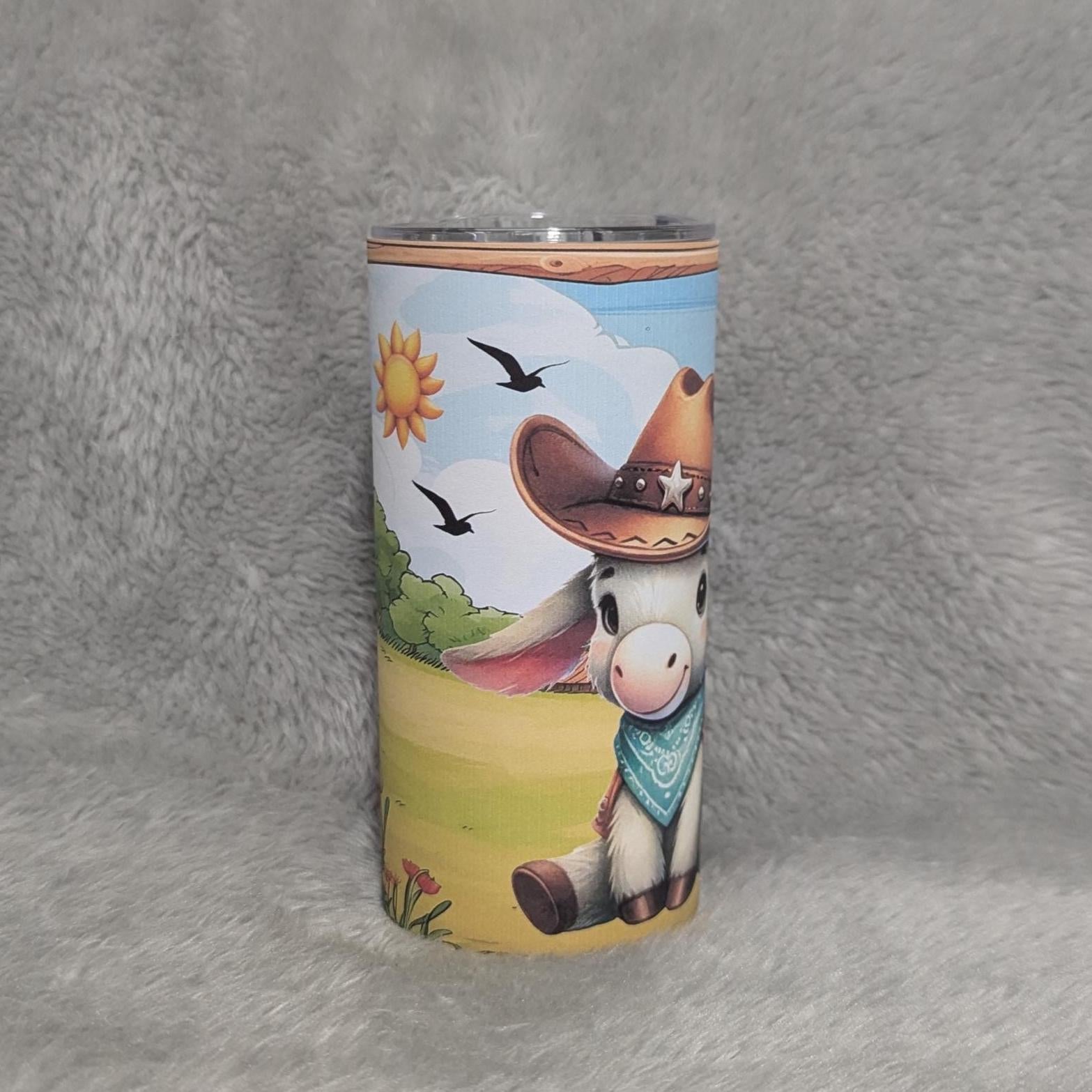 Kids Donkey Tumbler 15oz With Reusable Straw, Can Be Personalized