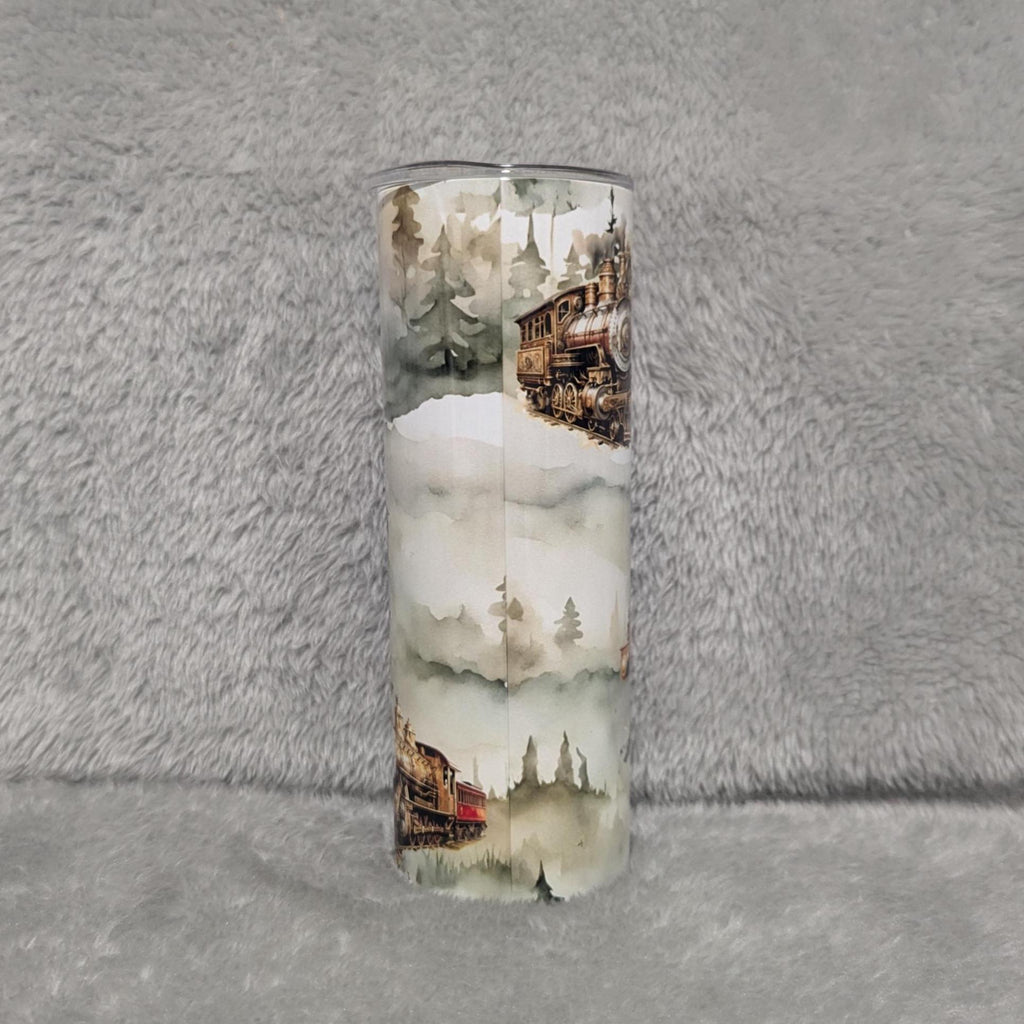 Train Tumbler 20oz With Reusable Straw, Can Be Personalized