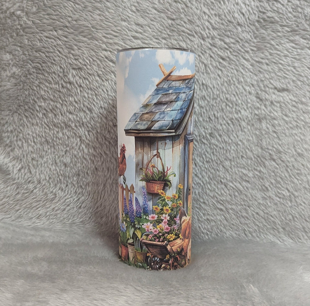 Cute Chicken Tumbler 20oz With Reusable Straw, Can Be Personalized