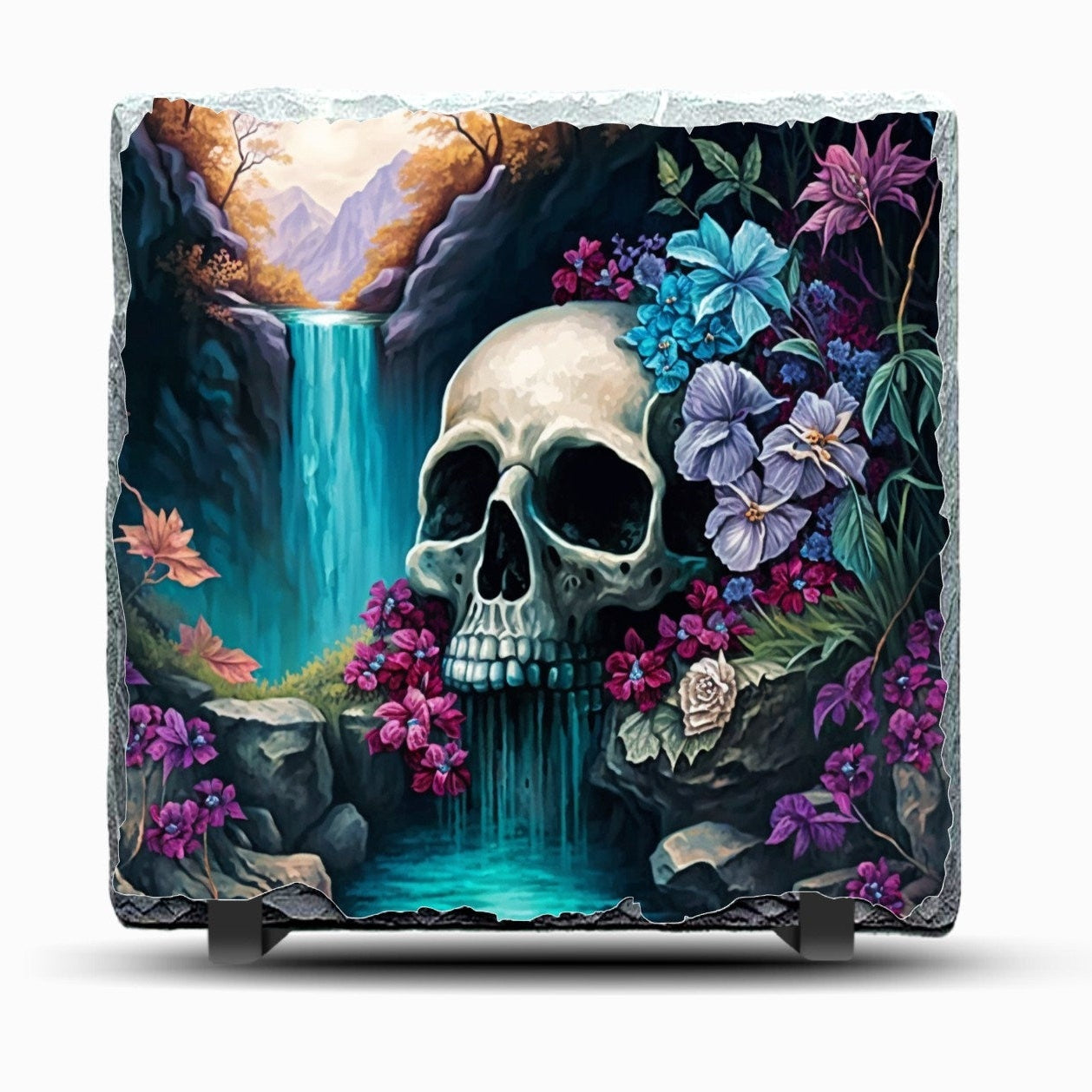 Slate Skull Picture With Display Legs
