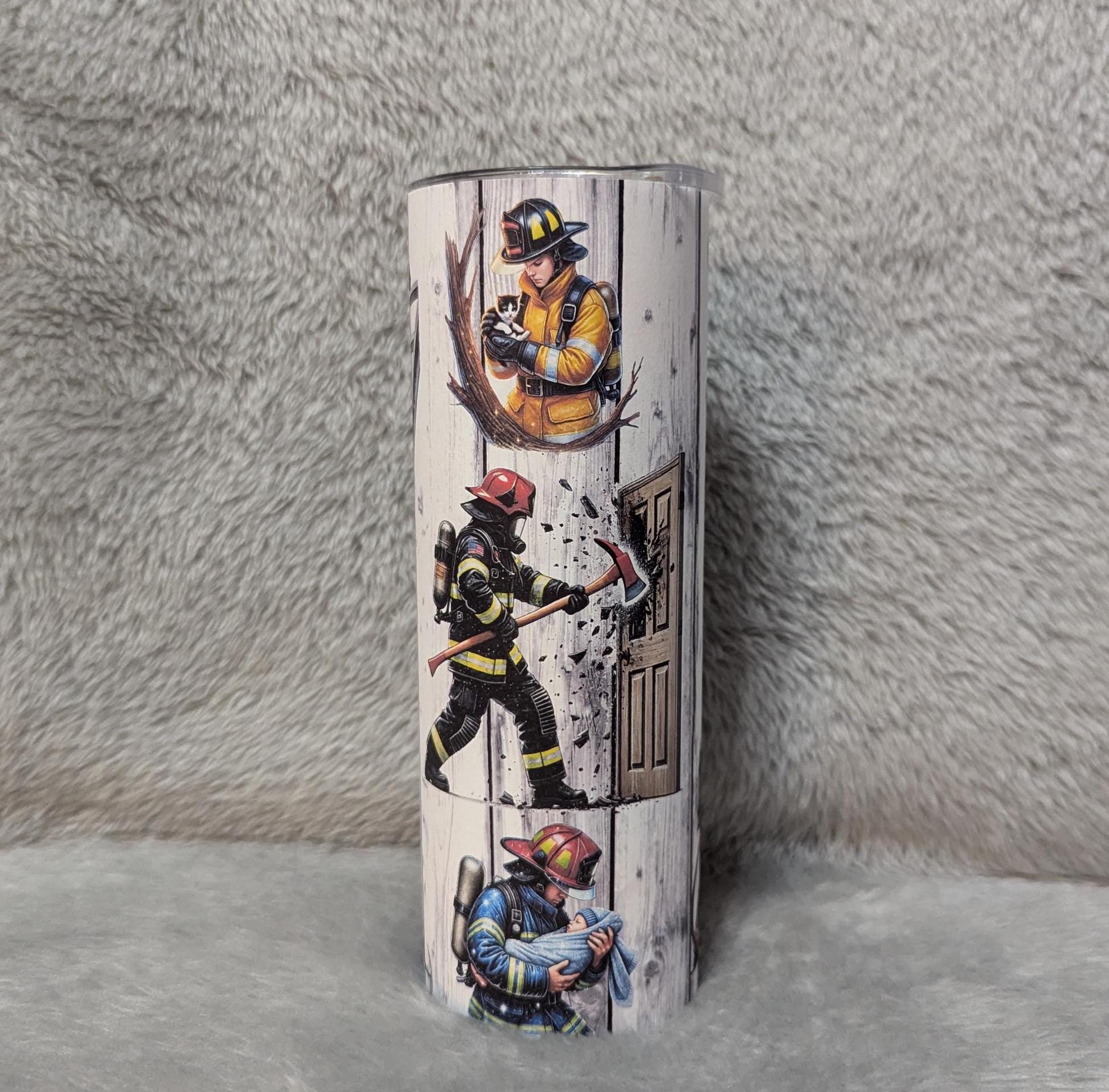 Firefighter Tumbler 20oz With Reusable Straw