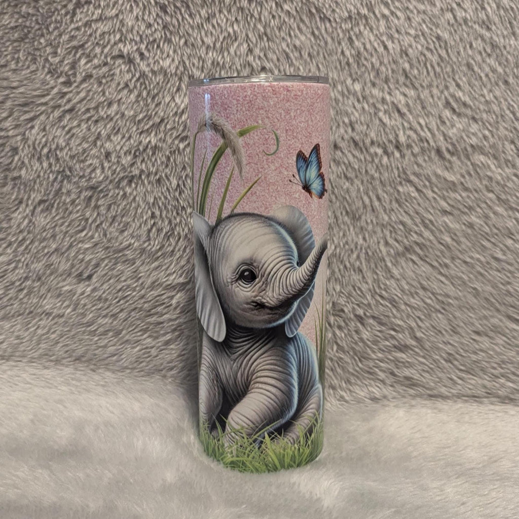 Just A Girl Who Loves Elephants Tumbler 20oz With Reusable Straw, Can Be Personalized