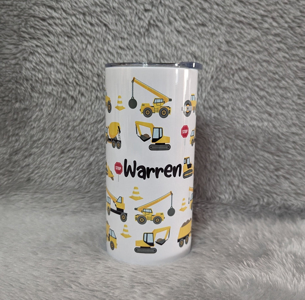 Kids Construction Tumbler 15oz With Reusable Straw, Can Be Personalized