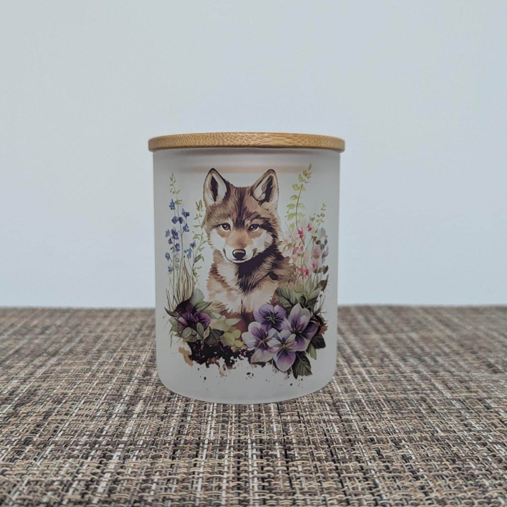 Wolf Candle Holder With A Battery Operated Flickering Tea Light