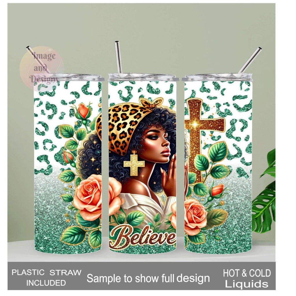 Religious Girl Tumbler 20oz With Reusable Straw, Can Be Personalized