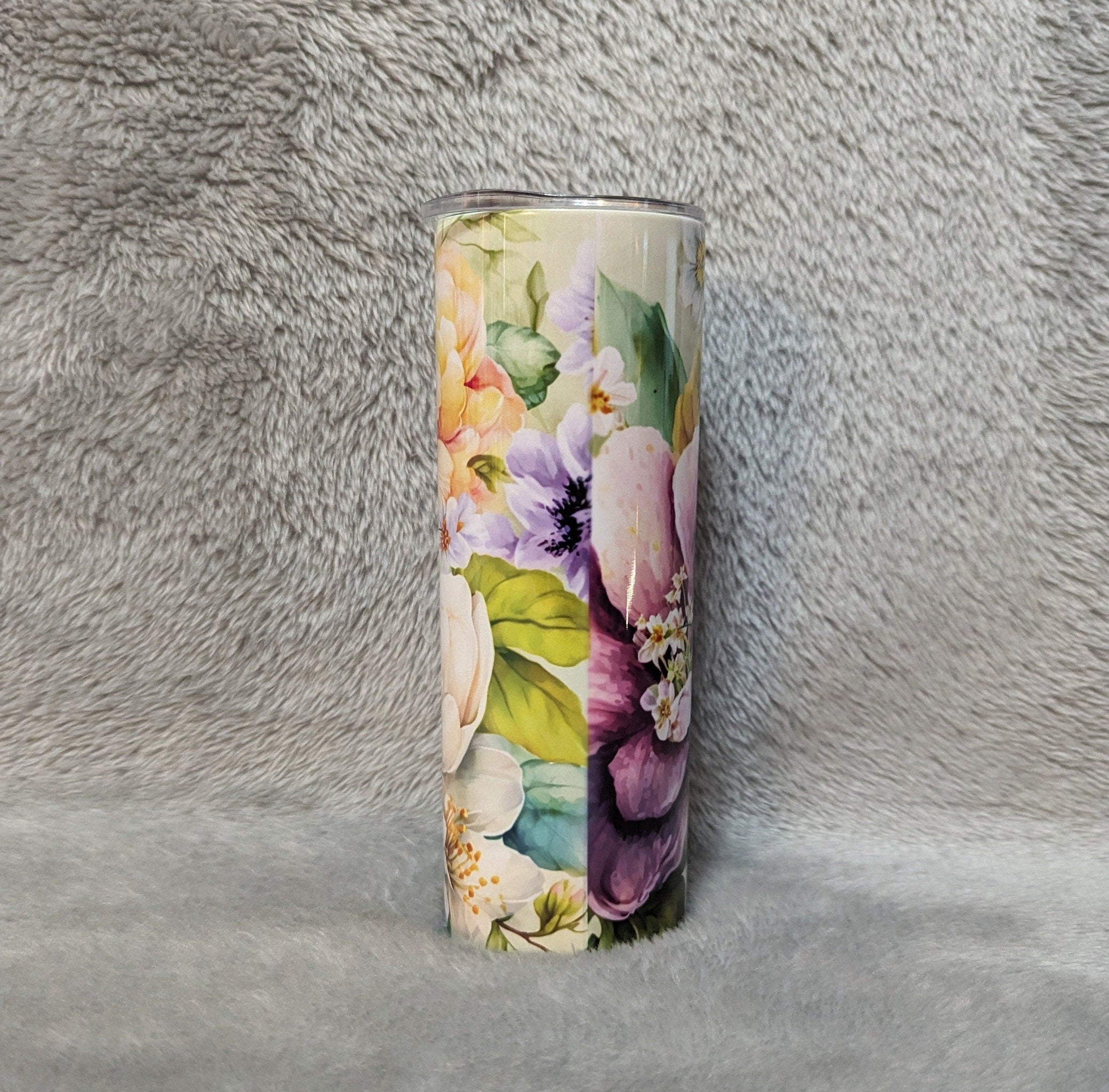 Floral Hummingbird Tumbler 20oz With Reusable Straw, Can Be Personalized