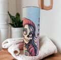 Sugar Skull Coffee Girl Tumbler 20oz With Reusable Straw, Can Be Personalized