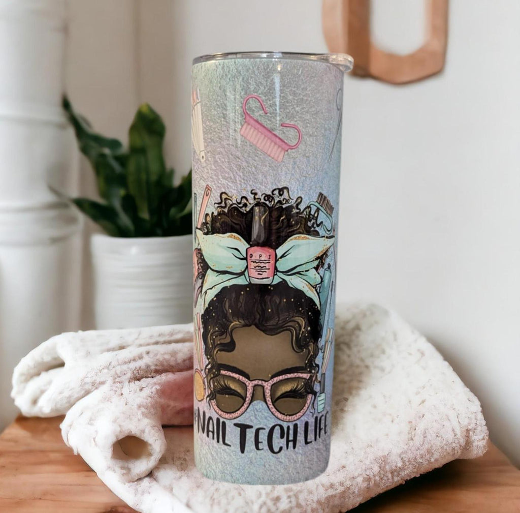 Nail Tech Tumbler 20oz With Reusable Straw, Can Be Personalized