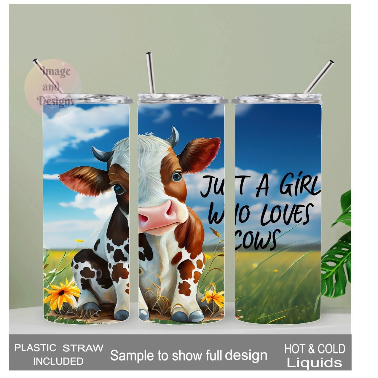 Just A Girl Who Loves Cows 20oz With Reusable Straw, Can Be Personalized