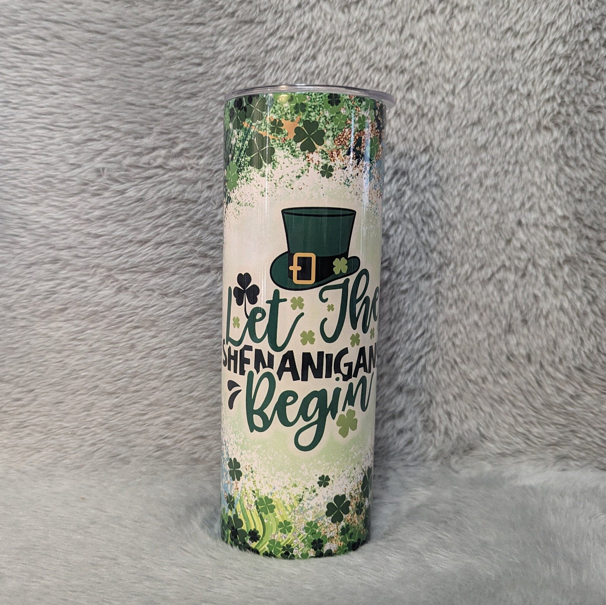 Let The Shenanigans Begin St Patrick Day Tumbler 20oz With Reusable Straw