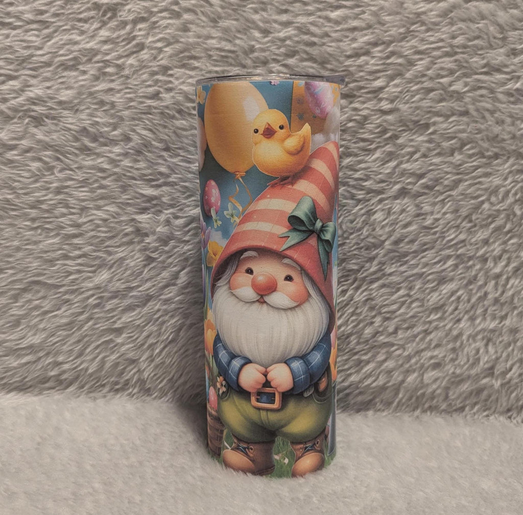 Cute Easter Gnome Tumbler 20oz With Reusable Straw, Can Be Personalized
