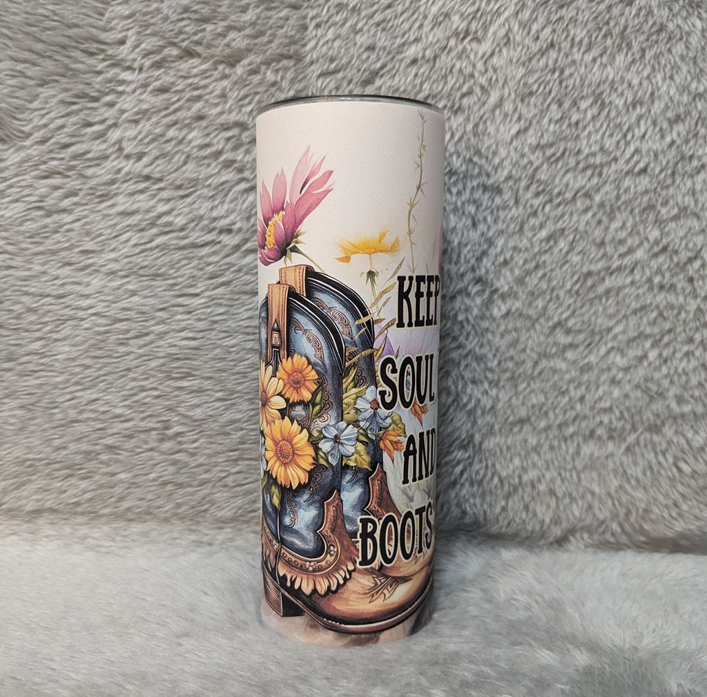 Cowgirl Tumbler - Keep Your Soul Clean and Your Boots Dirty 20oz With Reusable Straw, Can Be Personalized