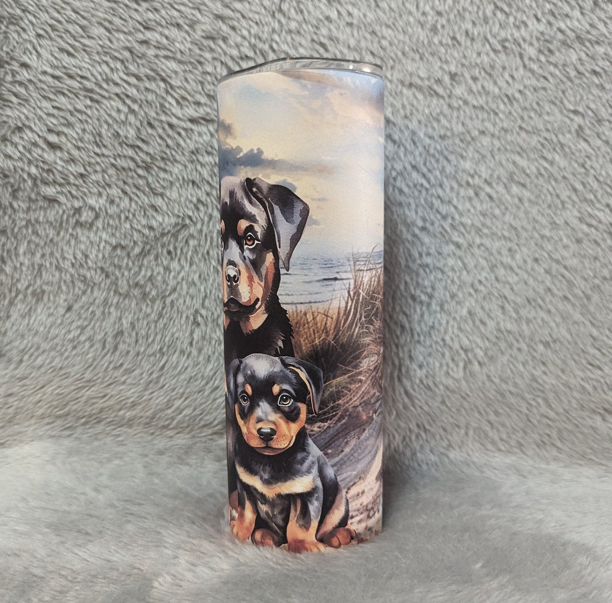 Rottweiler Tumbler 20oz With Reusable Straw, Can Be Personalized