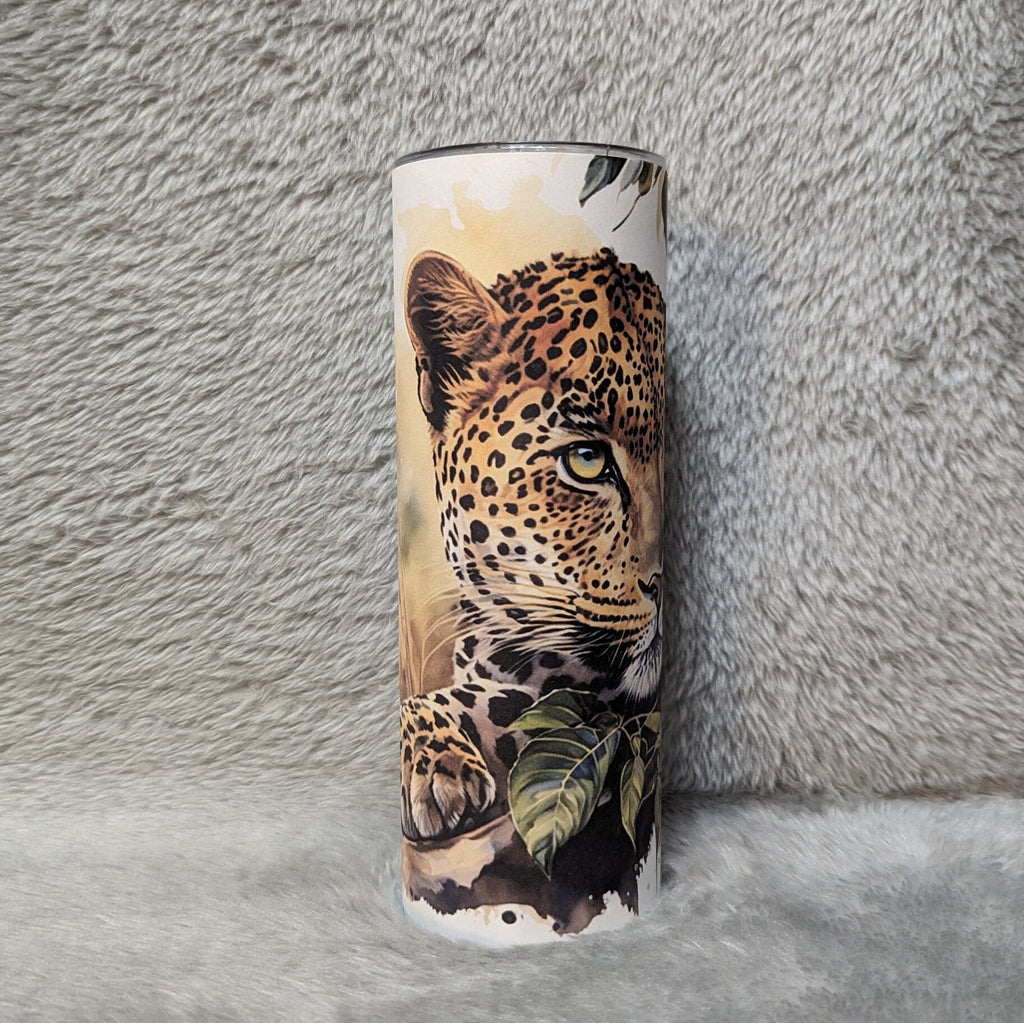 Beautiful Leopard Tumbler 20oz With Reusable Straw, Can Be Personalized