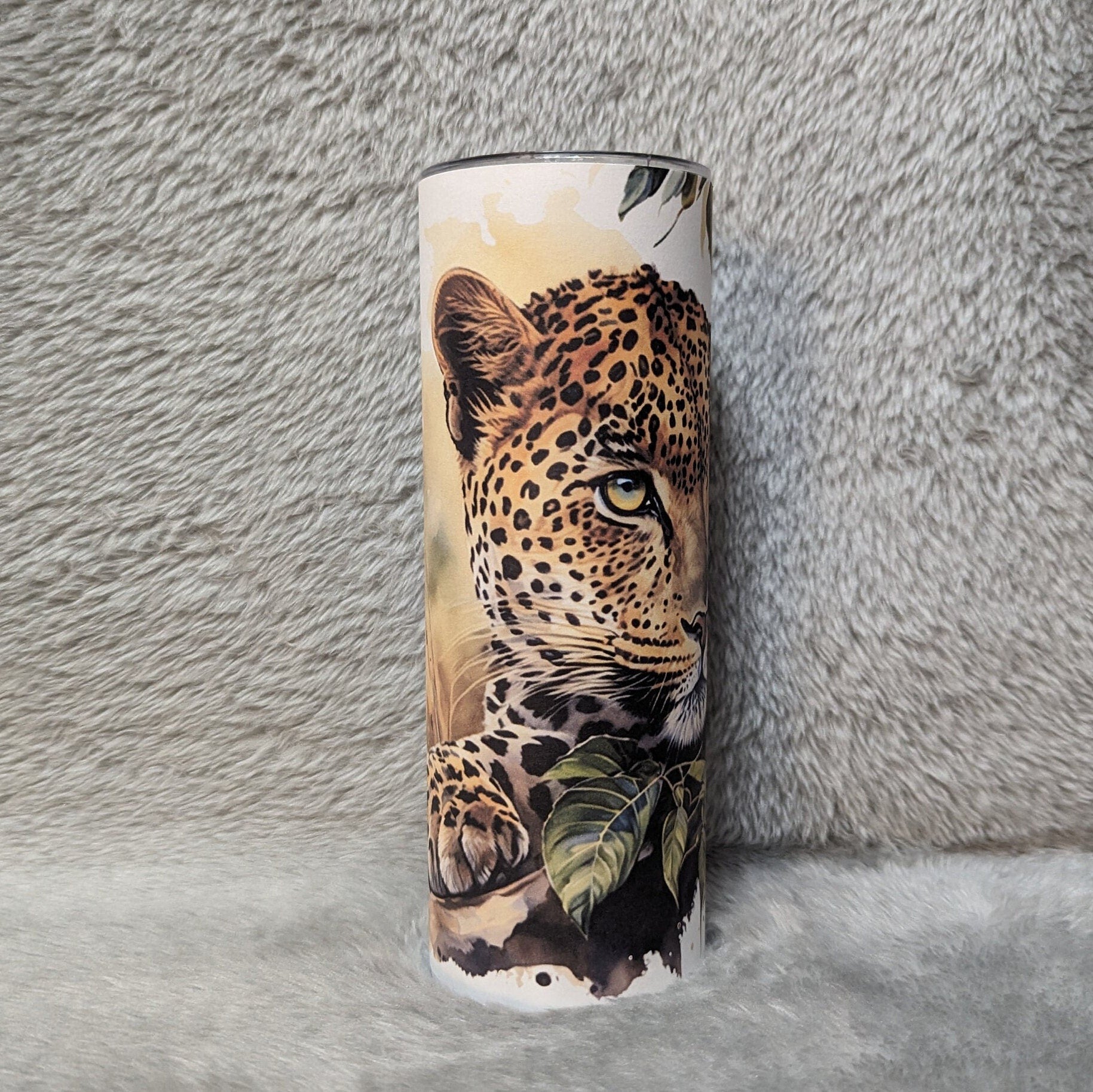 Beautiful Leopard Tumbler 20oz With Reusable Straw, Can Be Personalized