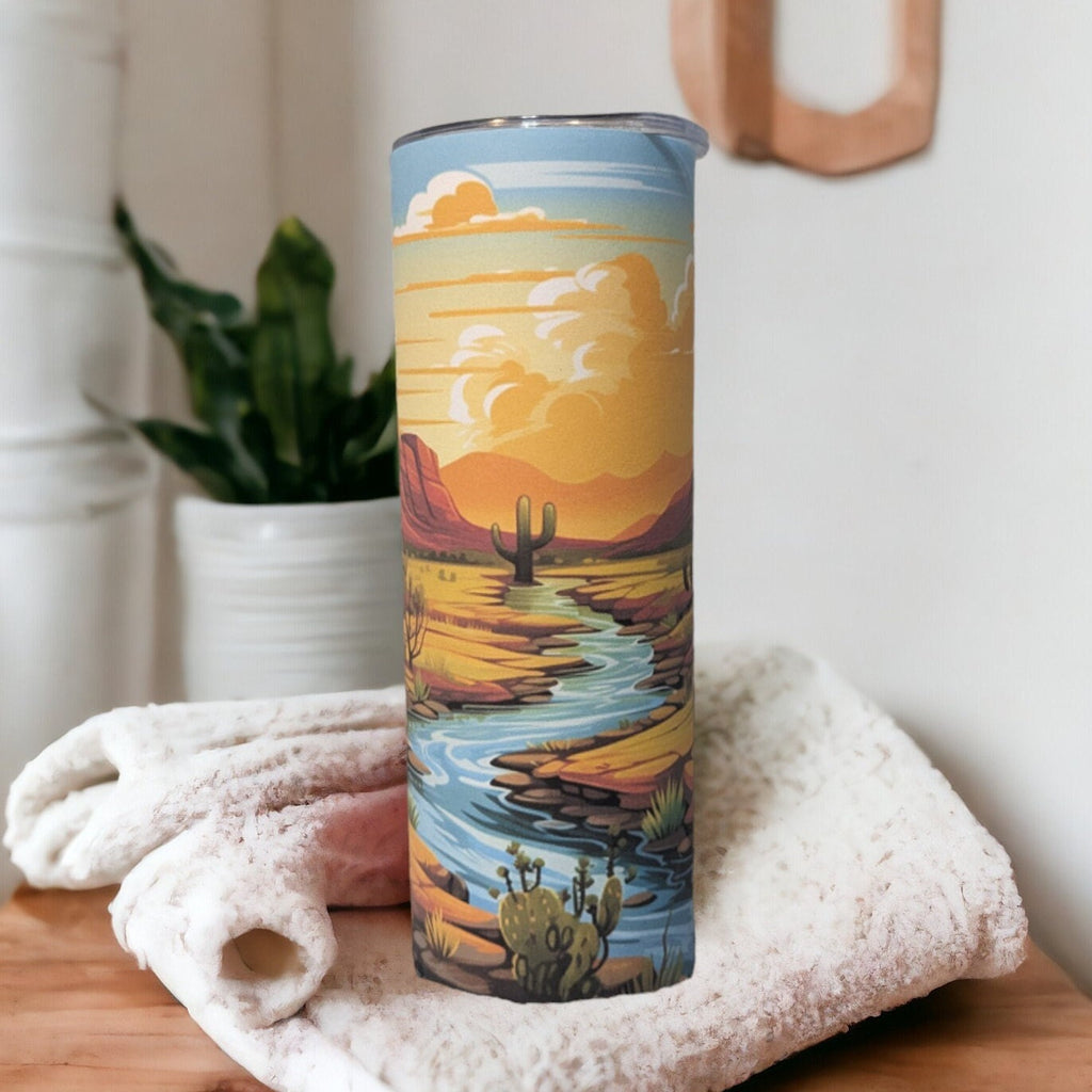 Desert Tumbler 20oz With Reusable Straw, Can Be Personalized