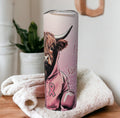 I Am A Survivor Highland Cow Tumbler 20oz With Reusable Straw, Can Be Personalized