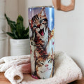 Crazy Cat Tumbler 20oz With Reusable Straw, Can Be Personalized