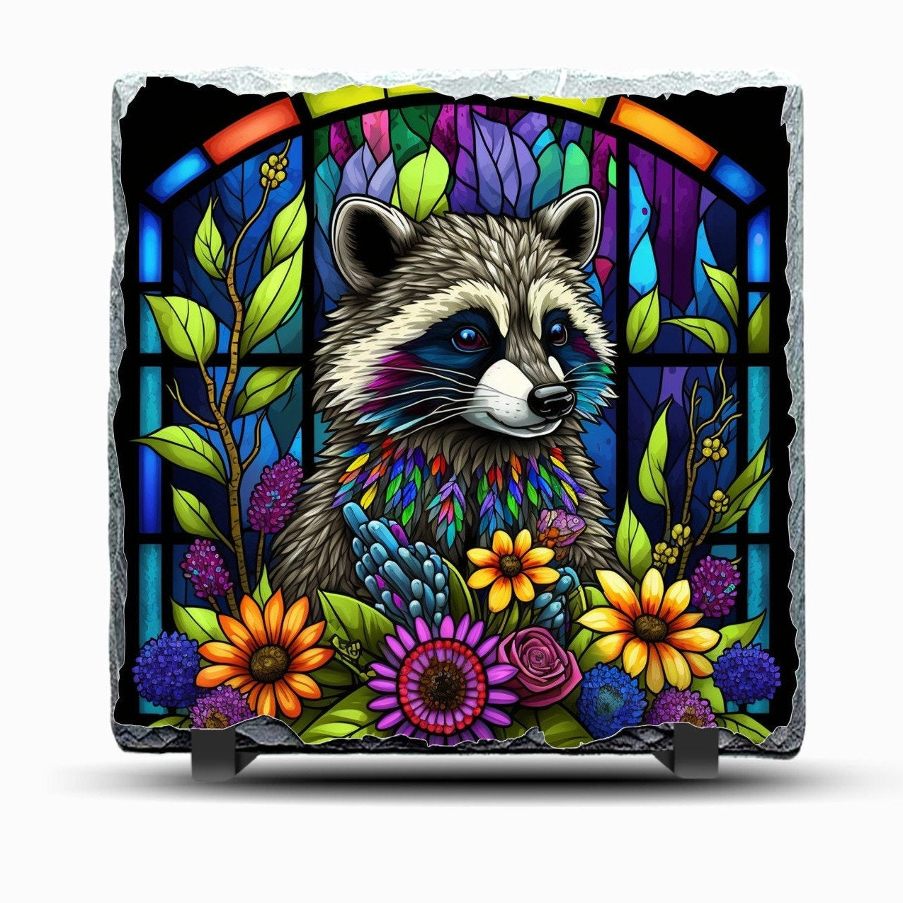 Slate Raccoon Picture with Display Legs