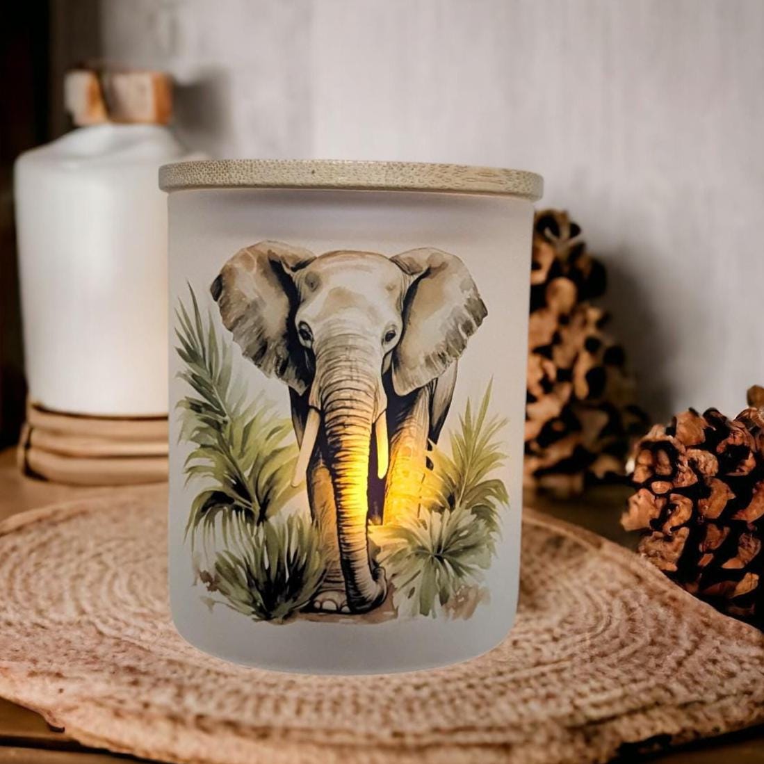 Elephant Candle Holder with Battery Operated Flickering Tealight