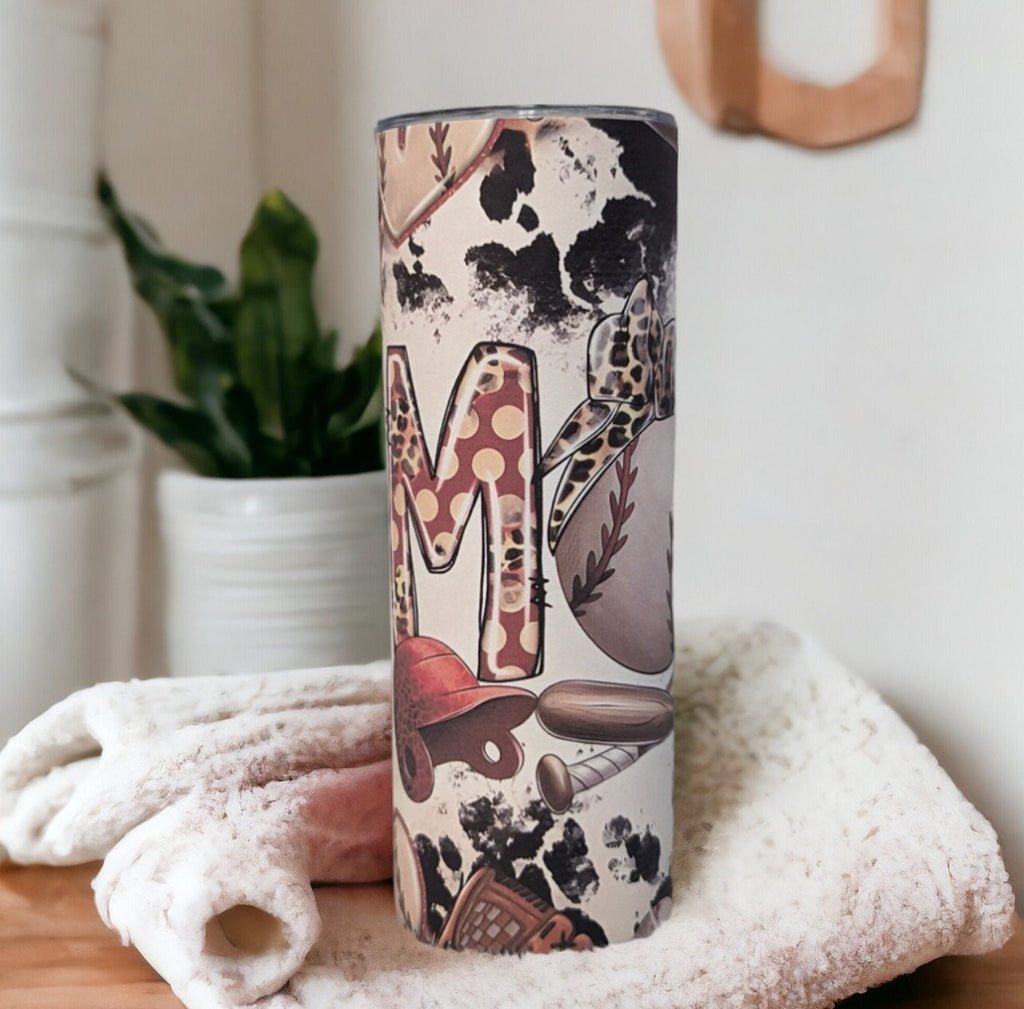 Baseball Mom Tumbler 20oz With Reusable Straw