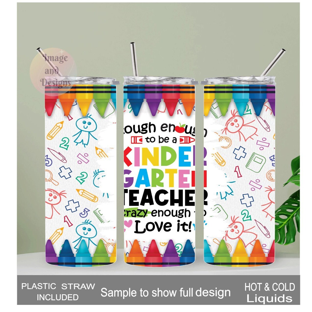 Kindergarten Teacher Tumbler 20oz With Reusable Straw