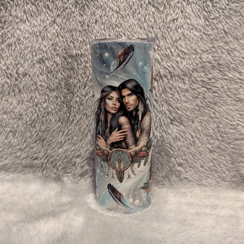 Native American Indian Tumbler 20oz With Reusable Straw