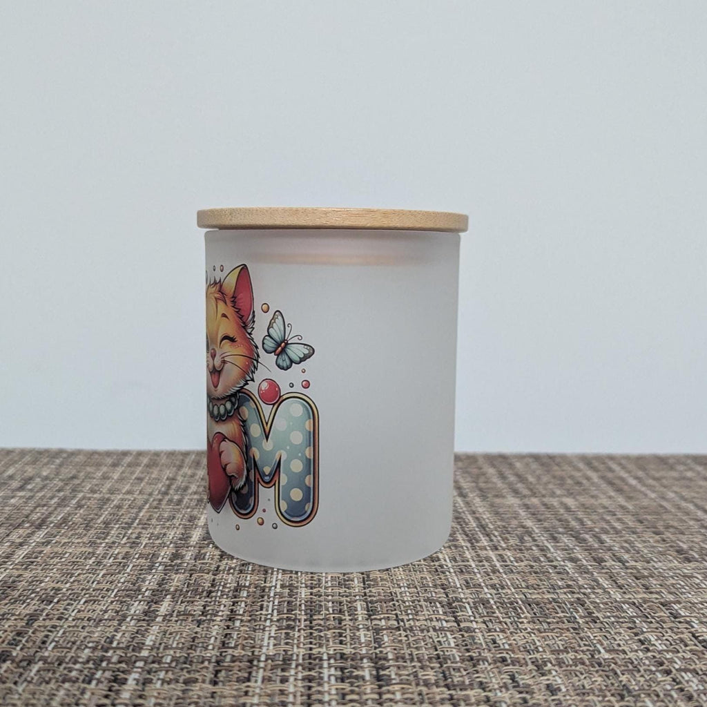 Cat Mom Candle Holder With A Battery Operated Flickering Tea Light