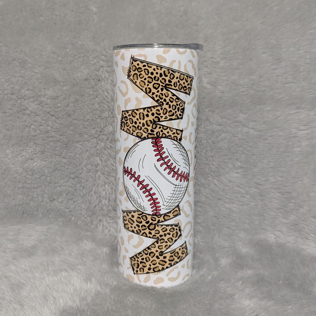 Baseball Mom Leopard Print Tumbler 20oz With Reusable Straw