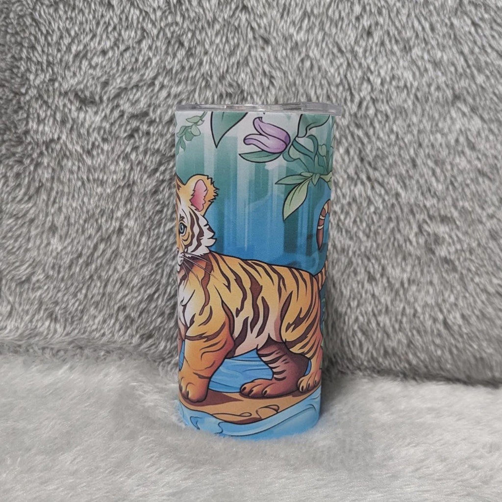 Kids Tiger Tumbler 15oz With Reusable Straw, Can Be Personalized