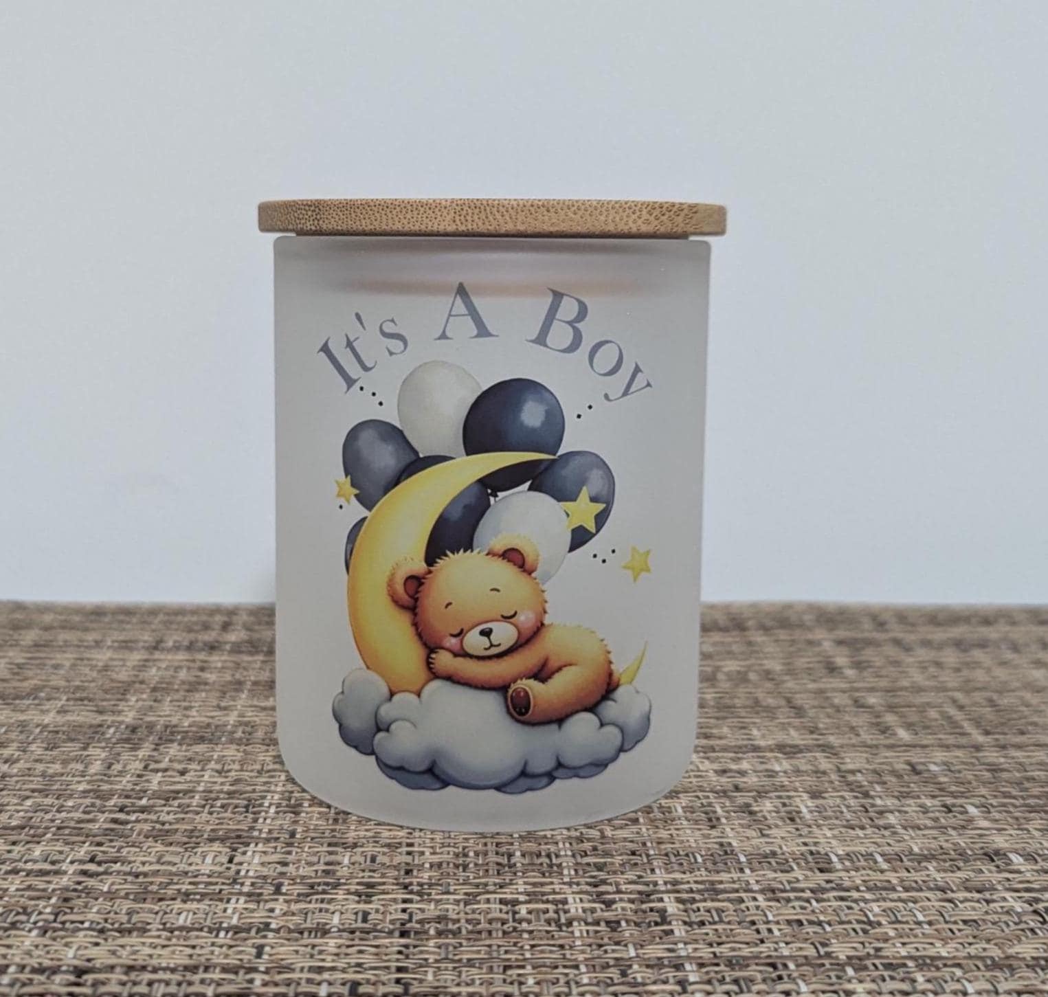 It's A Boy Candle Holder With A Battery Operated Flickering Tea Light