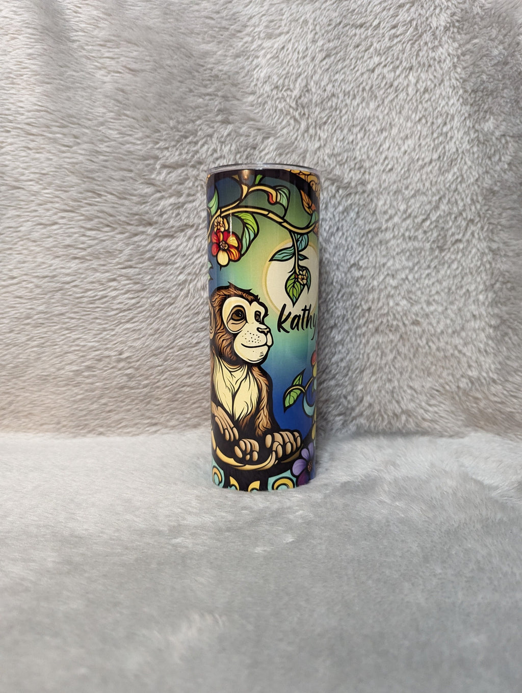 Monkey Tumbler 20oz With Reusable Straw, Can Be Personalized
