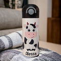 Kids Cow Water Bottle 12oz With Reusable Straw Can Be Personalized