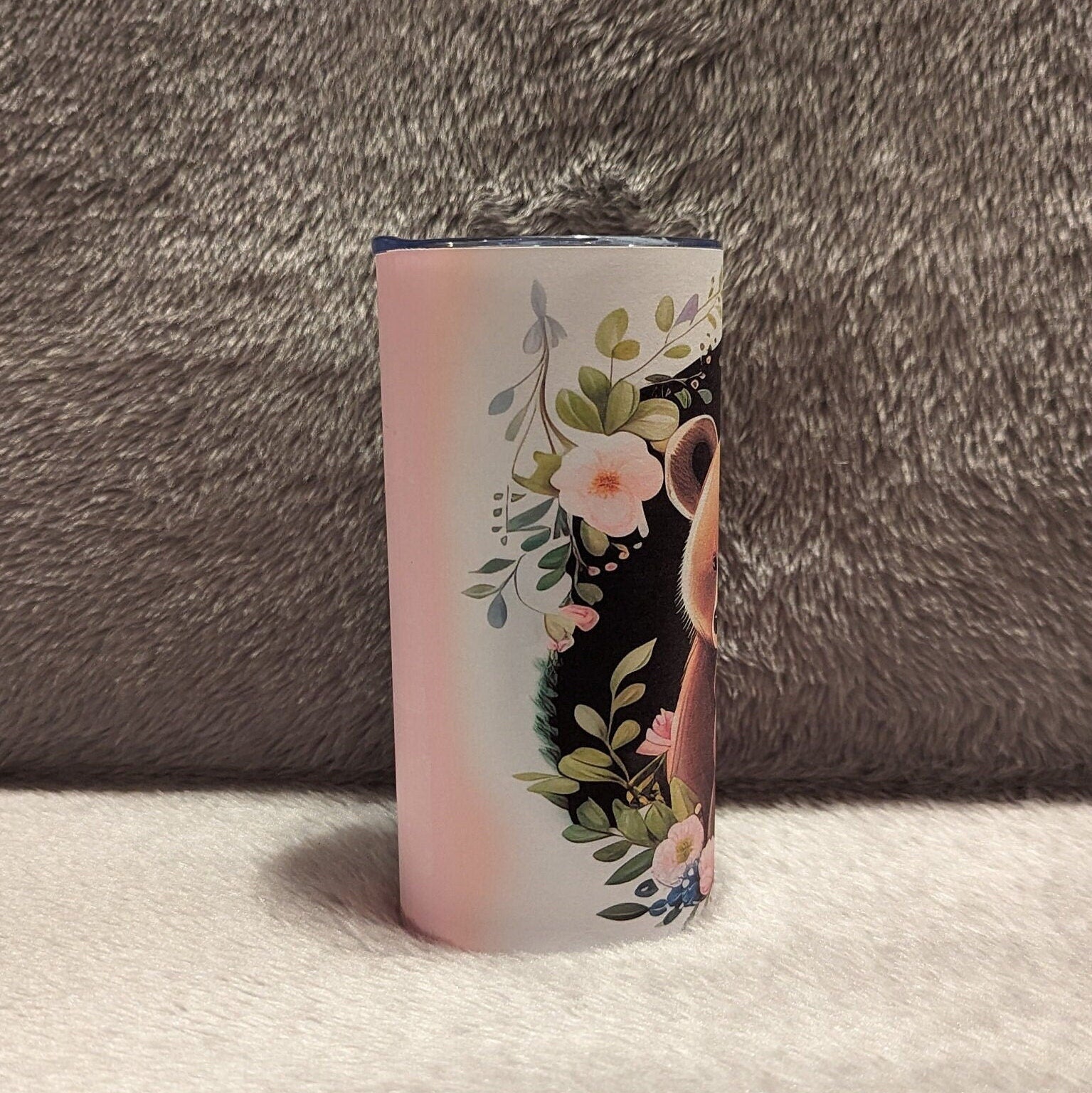 Kids Bear Tumbler 15oz Tumber With Reusable Straw, Can Be Personalized