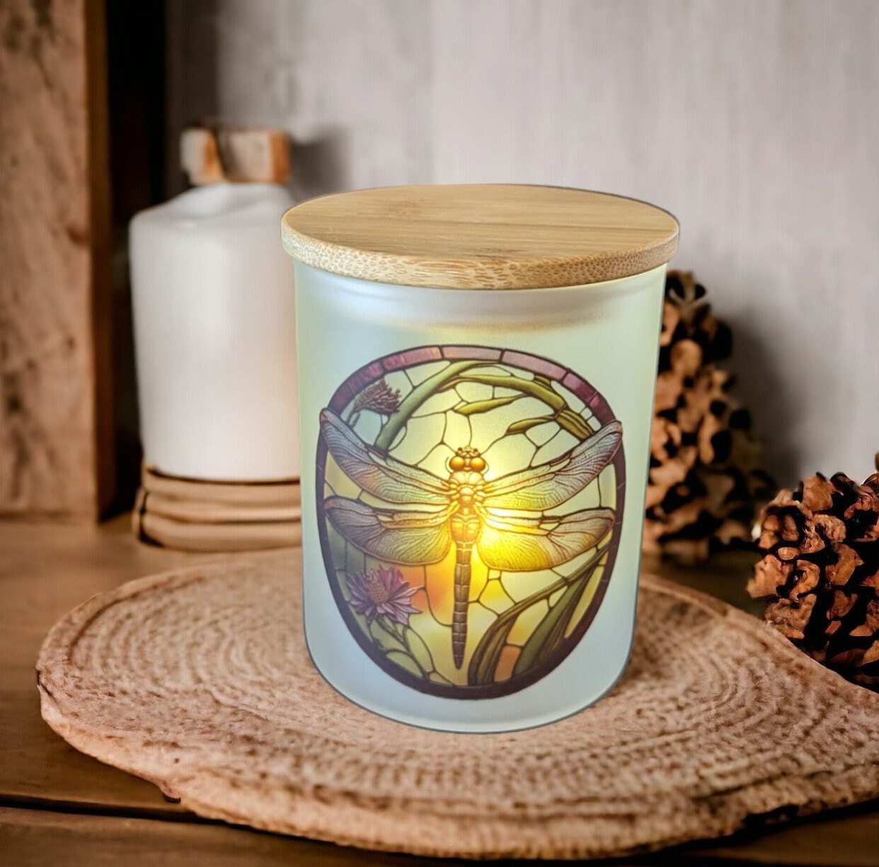 Dragonfly Candle Holder With A Battery Operated Flickering Tea Light