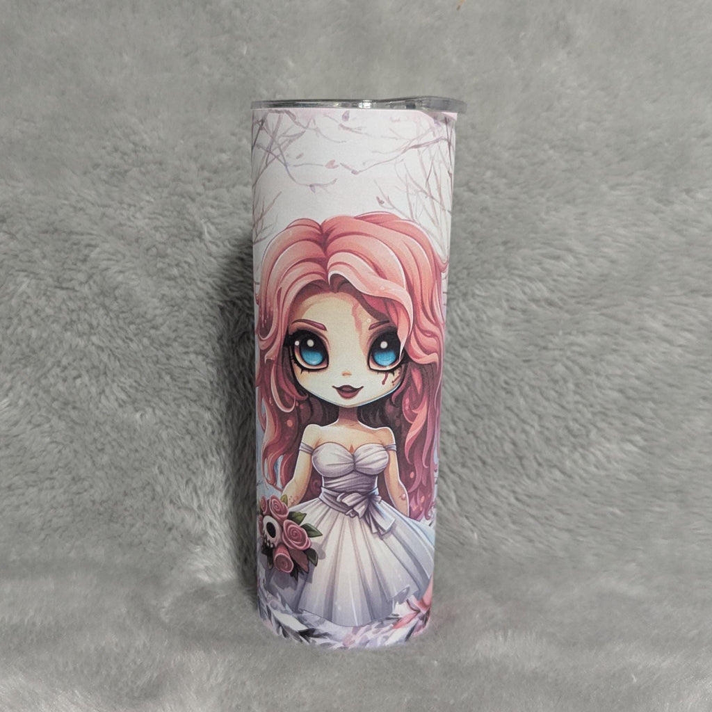 Zombie Bride Tumbler 20oz With Reusable Straw, Can Be Personalized