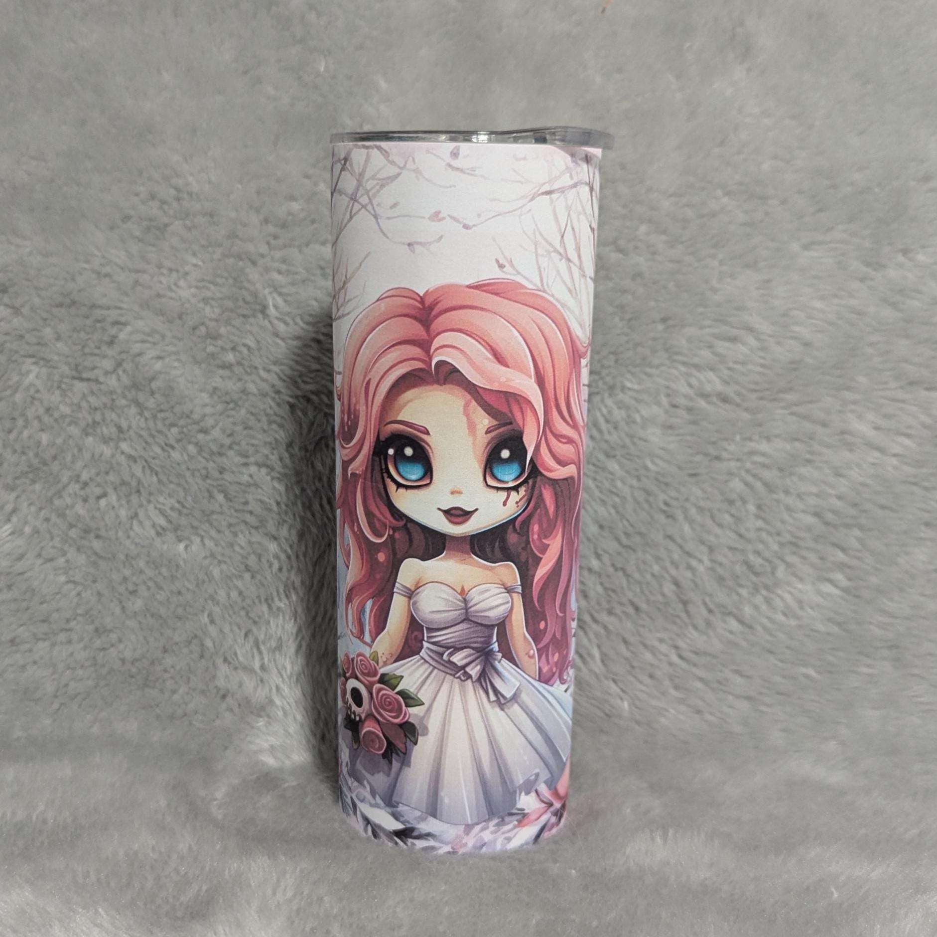 Zombie Bride Tumbler 20oz With Reusable Straw, Can Be Personalized