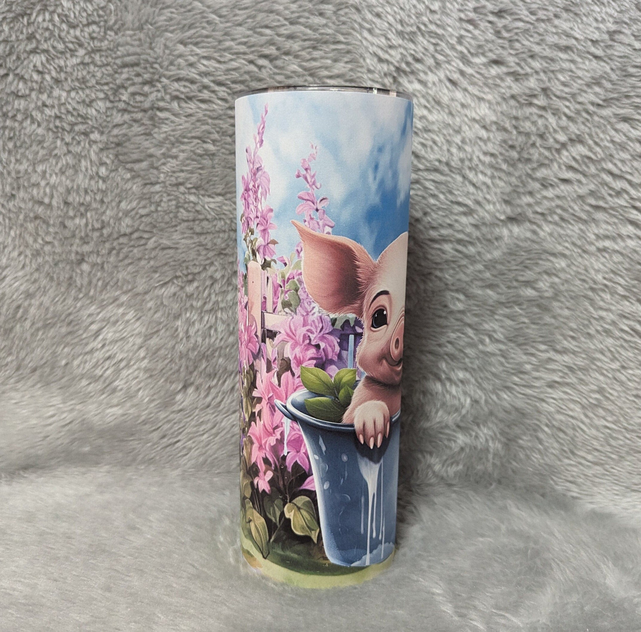 Cute Pig Tumbler 20oz With Reusable Straw, Can Be Personalized